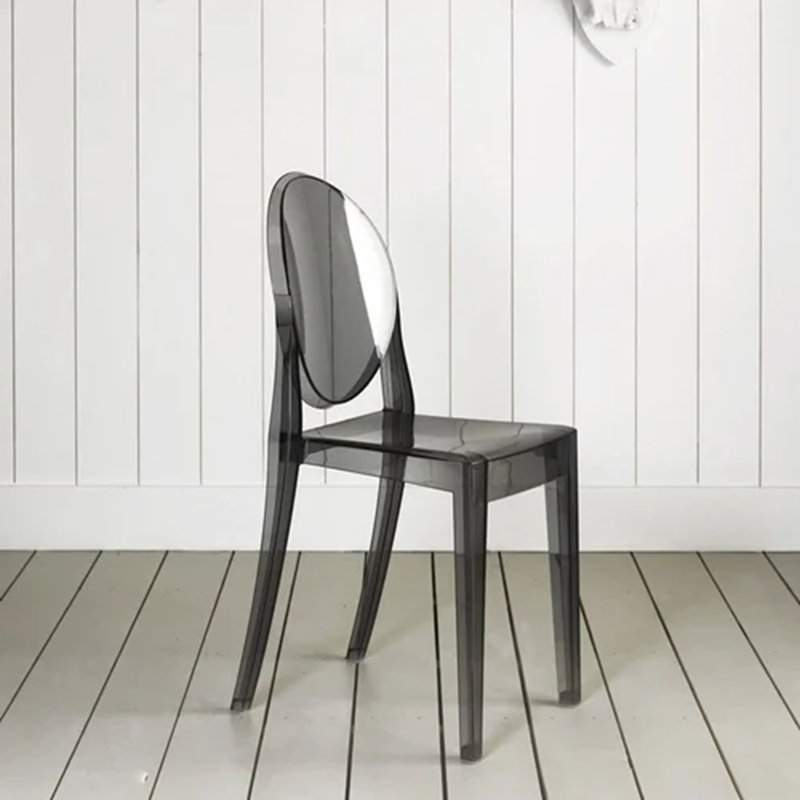 Modway Casper Modern Acrylic Stacking Dining Armchairs, Smoke, 1