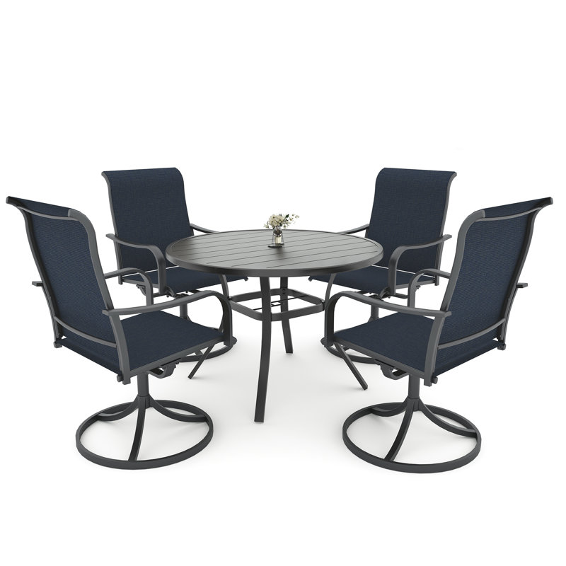 Ensemble de salle à manger 4 personnes 41 po avec chaises pivotantes, Bleu