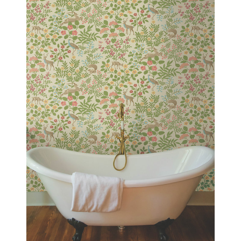 Woodland Floral Peel & Stick Wallpaper, Linen