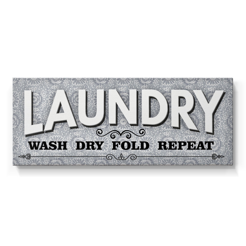 Laundry Sign Wash- Gallery Wrapped Canvas -Ready to Hang, 16" H x 40" W