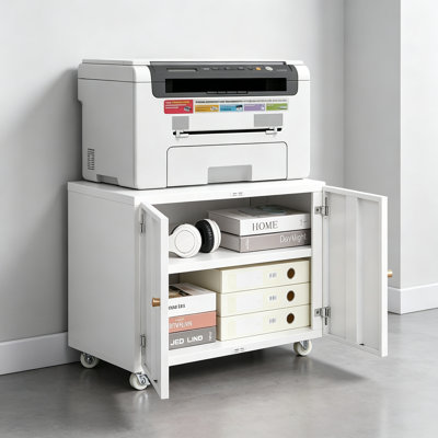 Laterrance File Cabinet, Printer Cabinet, White File Cabinet, Rolling File Cabinet, With 2 Doors