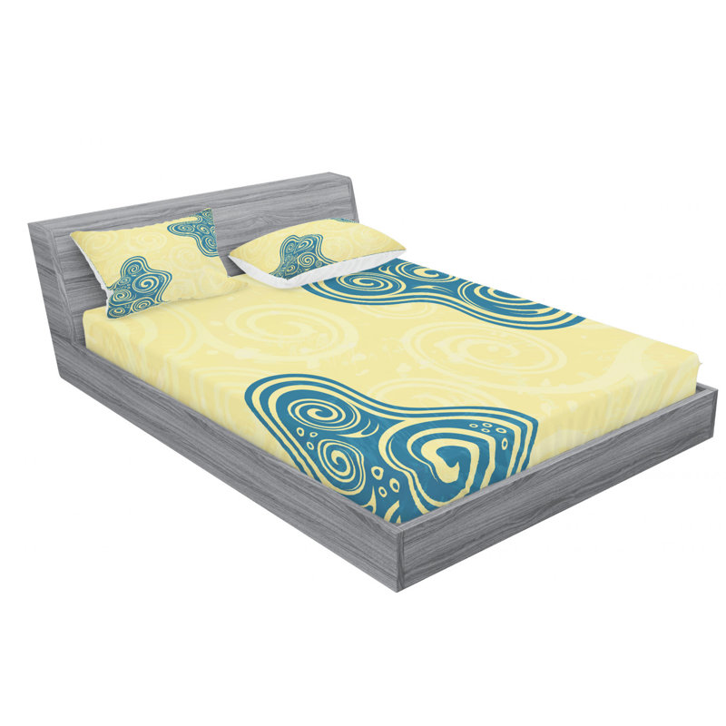 Microfiber Abstract Sheet Set, Queen Sheet Set with Fitted Sheet