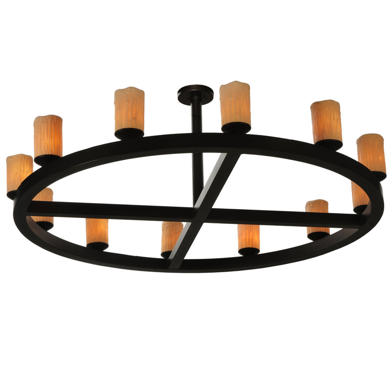12 - Light Dimmable Wagon Wheel Chandelier