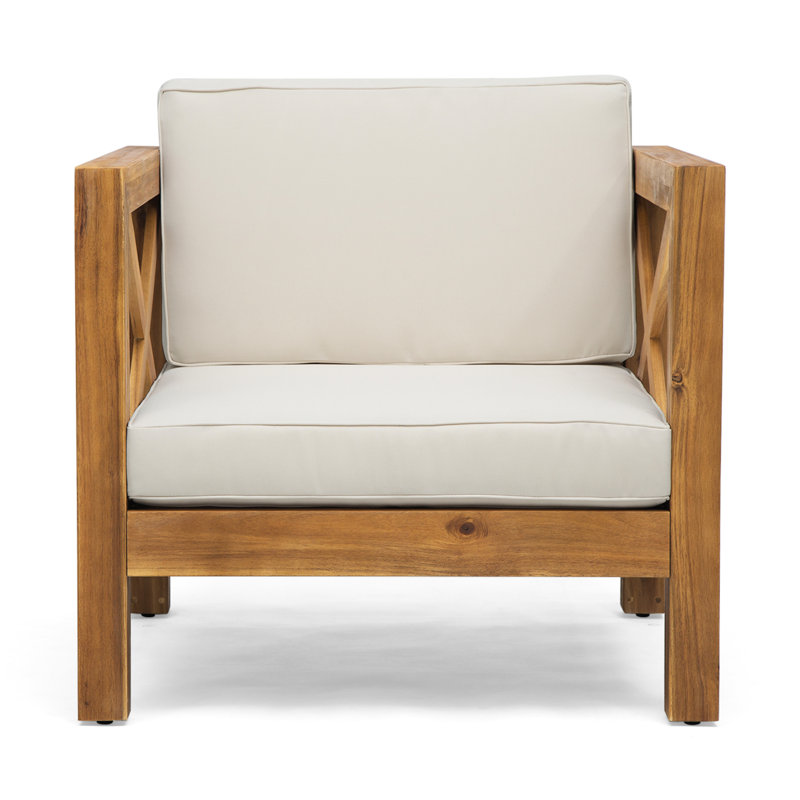 Fauteuil club en bois avec coussins de style Mid-Century
