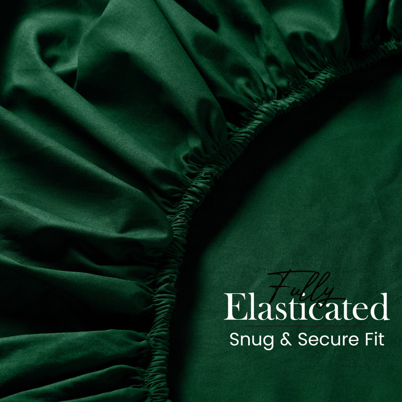 25cm Deep Pocket Fitted Sheet - Soft Microfiber Elasticated Bed Sheet Bottom, King (5'), Emerald