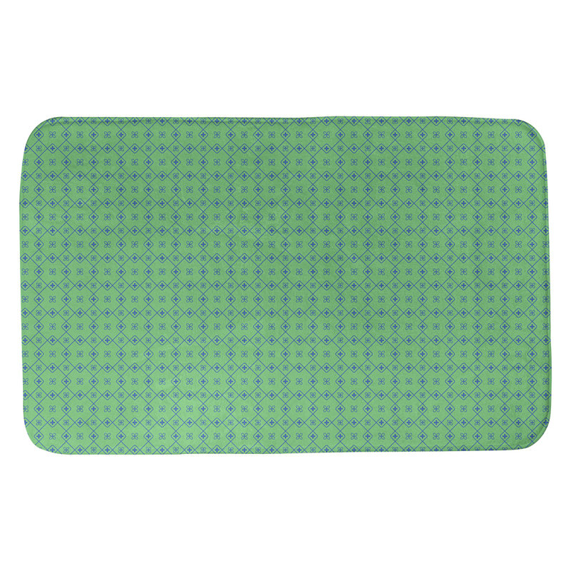 Tapis de bain antidérapant rectangulaire en forme de napperon de style Elizabeth bueschel, l 17 po x L 24 po, Menthe / bleu