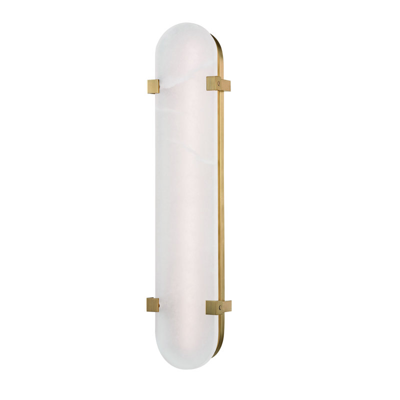 1 - Light LED Dimmable Flush Mounted Sconce, Aged Brass