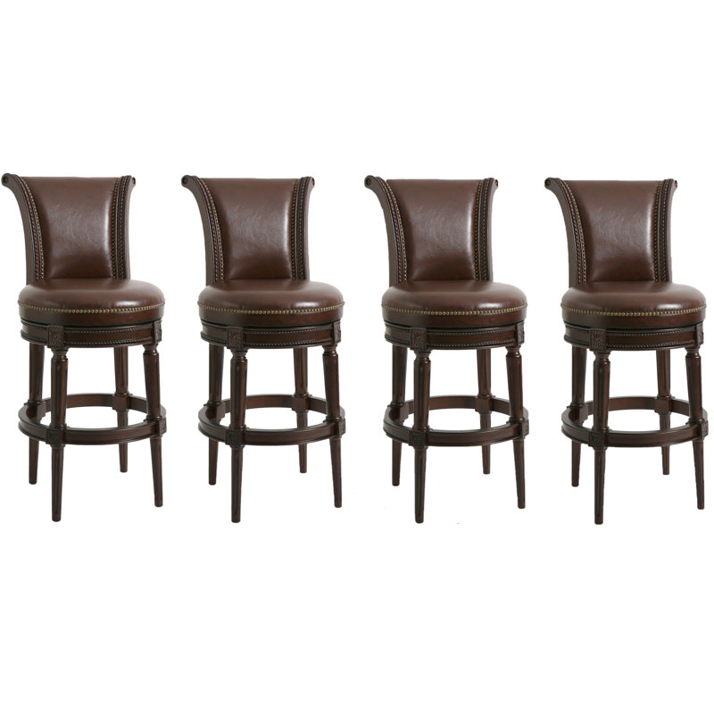 Ted Swivel Upholstered Counter Stool with Solid Wood Frame, Bar Stool (31" Seat Height), 4