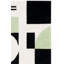 Tapis vert / noir / blanc en laine fabriqué à la main Felipe-70712230