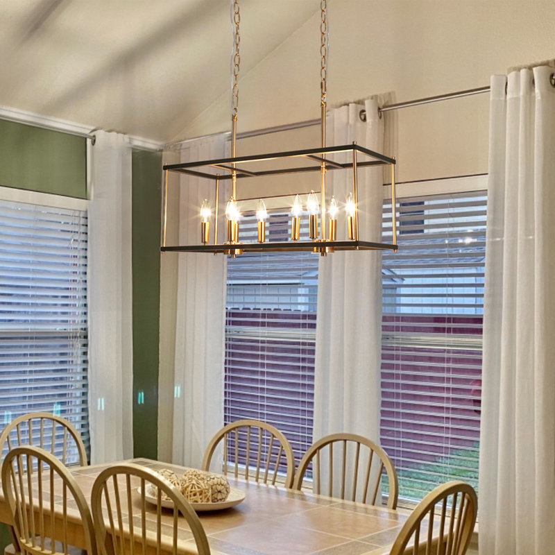 Corinthian 8-Lights Black Contemporary Rectangle Shaded Chandelier