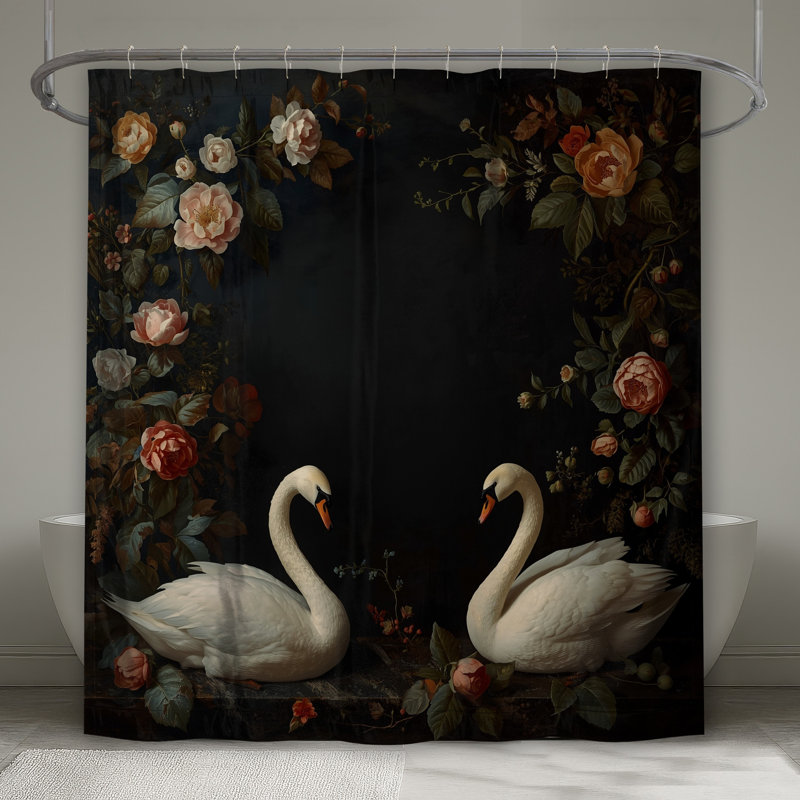 Rideaux de douche White Swans, L 70 po x H 72 po