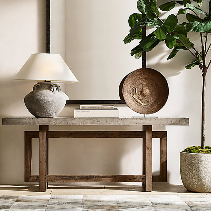 Table de véranda rétro en bois massif de style moyen-ancien, H 29,9 po x l 47,2 po x P 13,7 po