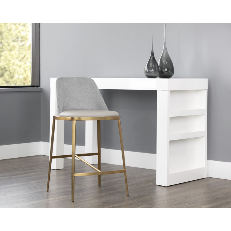 Dover Upholstered Stool with Metal Frame, Taupe, Counter Stool (25.5” Seat Height)