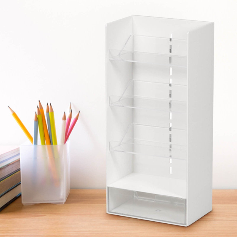 Boîte de rangement pour bureau, tablette de séparation plate transparente, bureau pour artefact étudiant, support de rangement incliné pour crayons