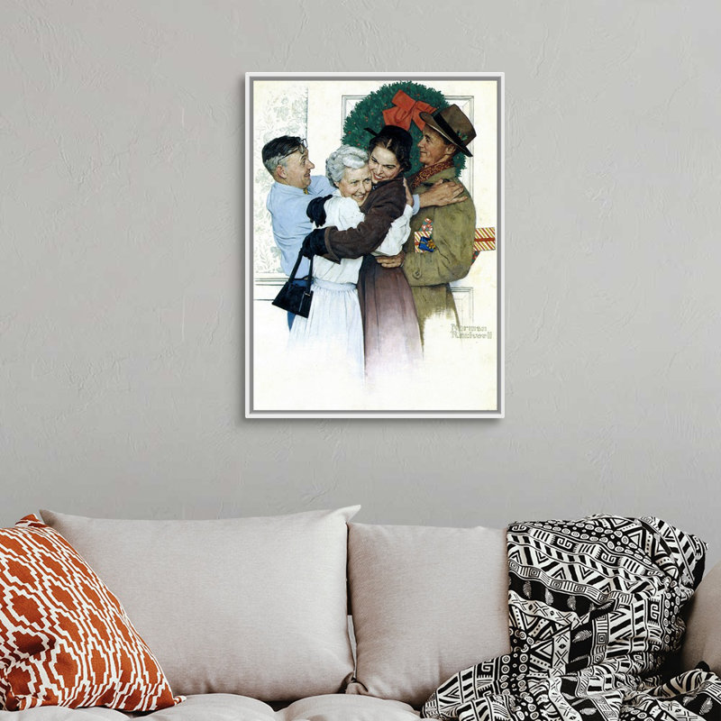Art mural sur toile Norman Rockwell, Cadre flottant blanc, H 34 po x l 26 po x P 1,75 po