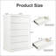 Commode haute 6 tiroirs pour chambre à coucher, commode moderne avec poignées dissimulées, rangement vertical en bois pour les chambres et les salons, blanc-378723989