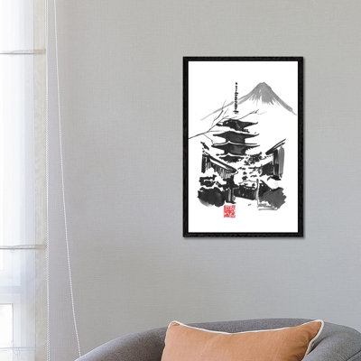 Fuji San And Temple by Péchane - Print on Canvas