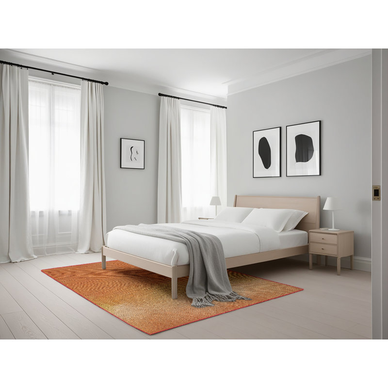Tapis brun/beige à motifs, Rectangle 5 pi x 7 pi