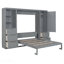 Grand lit escamotable mural avec placard, tiroirs et tablettes, gris