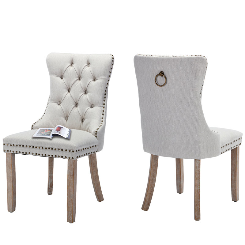 Chaises de salle à manger rembourrées Modern, Naturel, Beige