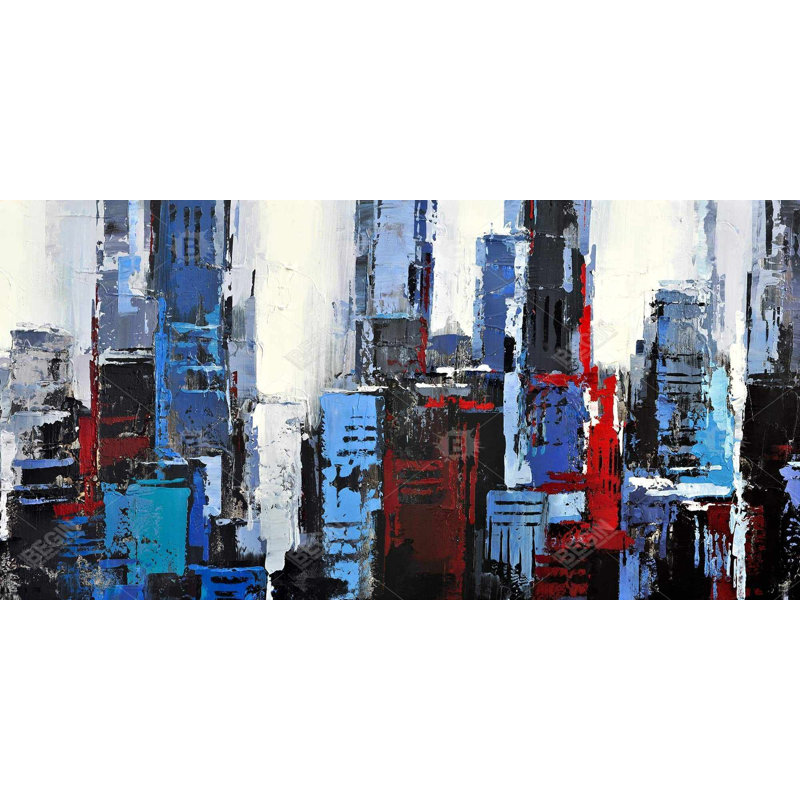 Abstract blue city - 15.75"x31.50" Desk mat