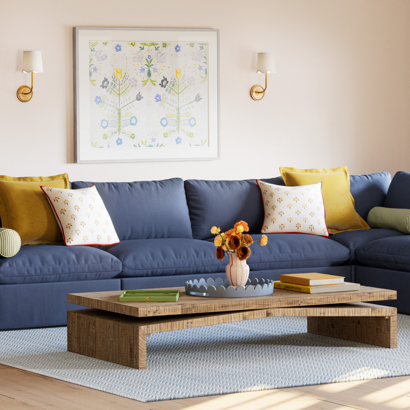 Henn 35" Pine Coffee Table, Sierra Rustic Natural