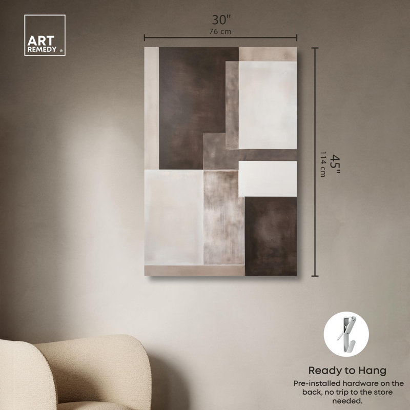 «Tonal Intersection II», art abstrait terre par Art Remedy, Toile tendue, H 45 po x l 30 po