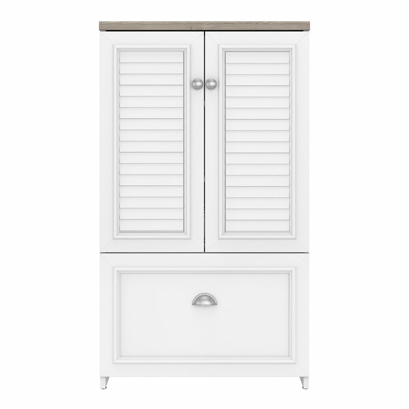 Siena 23.74 " Wide 1 Vertical Filing Cabinet, Pure White/Shiplap Gray