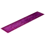 Overdyed Hand-Knotted Wool Modern-Contemporary Purple Runner 2' 7" x 12' 10"