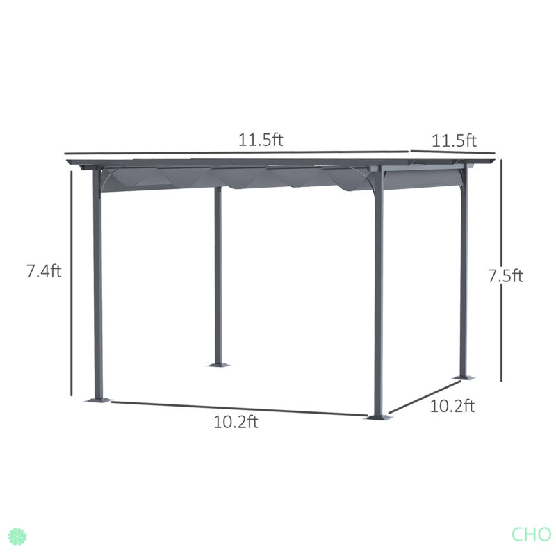 Retractable Pergola Canopy, Outdoor UV Protection & Sun Shade, Steel Frame For Garden, Grill, Patio, Backyard