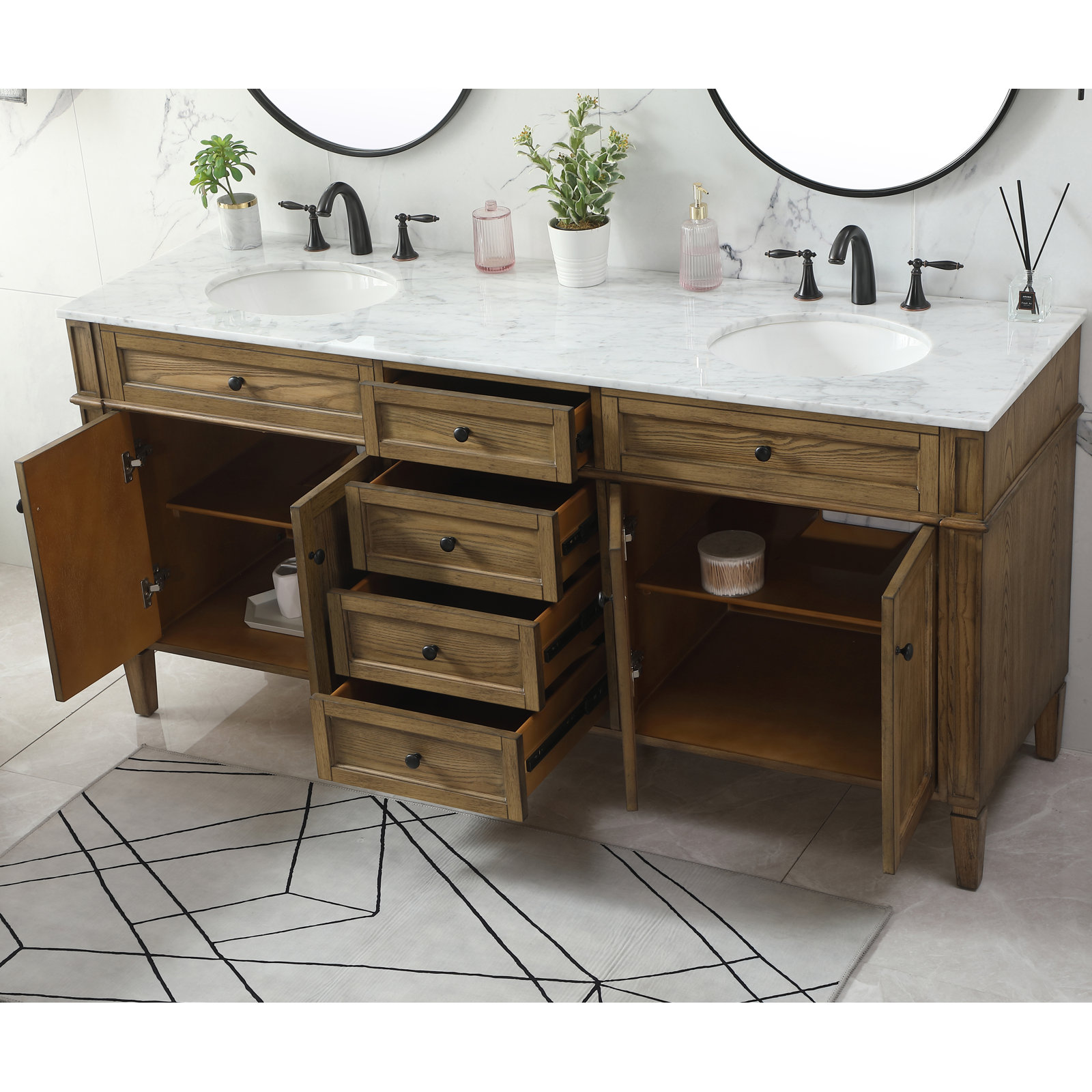 Rivers 72'' Double Bathroom Vanity, Driftwood