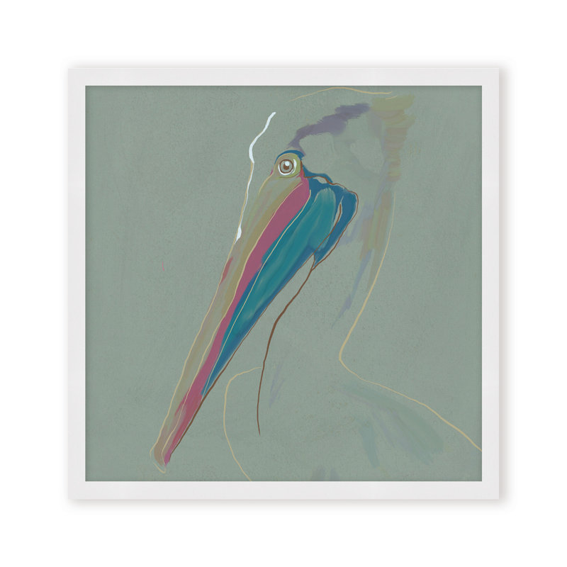 Coastal Retreat Coastal Drift: Pelican, 24" H x 24" W, Framed Matted Print, Gold