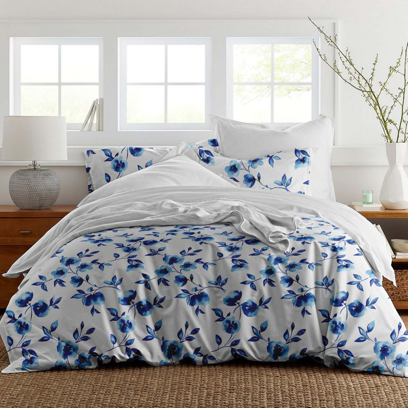 Ensemble de housse de couette réversible almustafa, Housse de couette double + 2 taies décoratives, Blanc