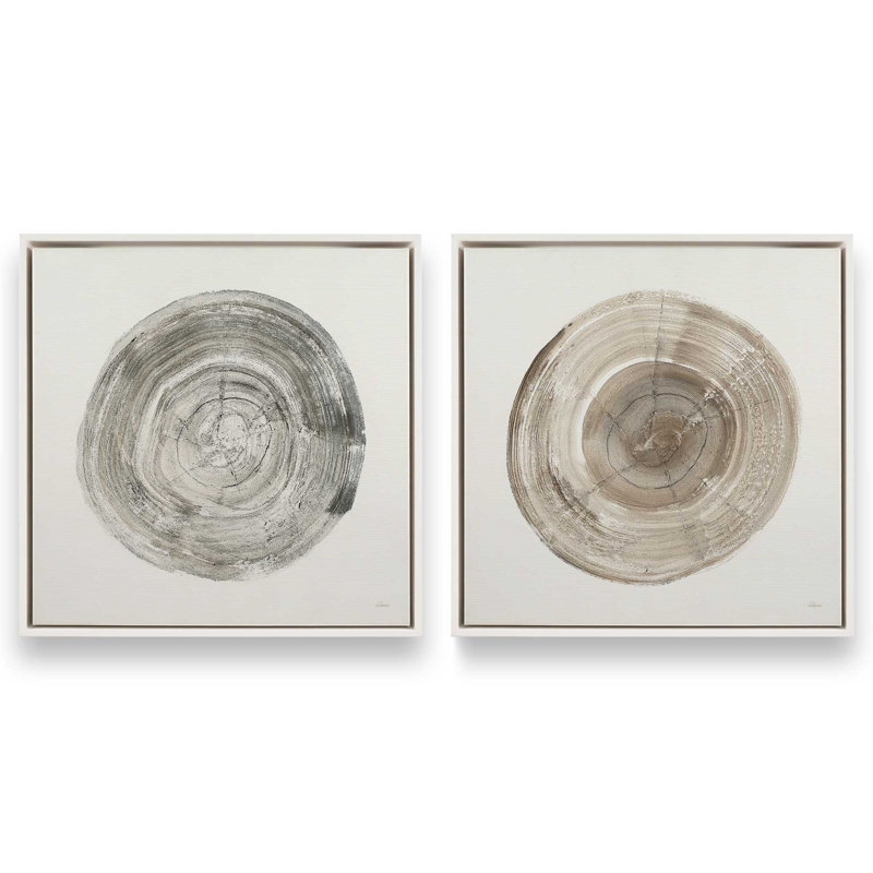 Rings of Time Duo I, ensemble de 2 impressions sur toile, Blanc opaque, H 25 po x l 50 po