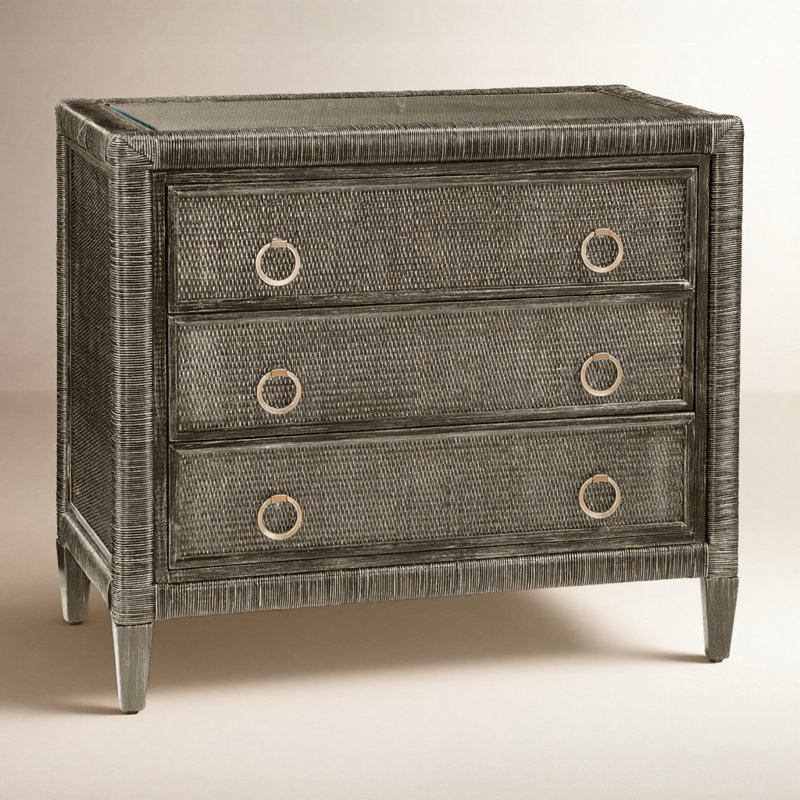 Commode 3 tiroirs Warwick, Pierre de foyer, Laiton satiné