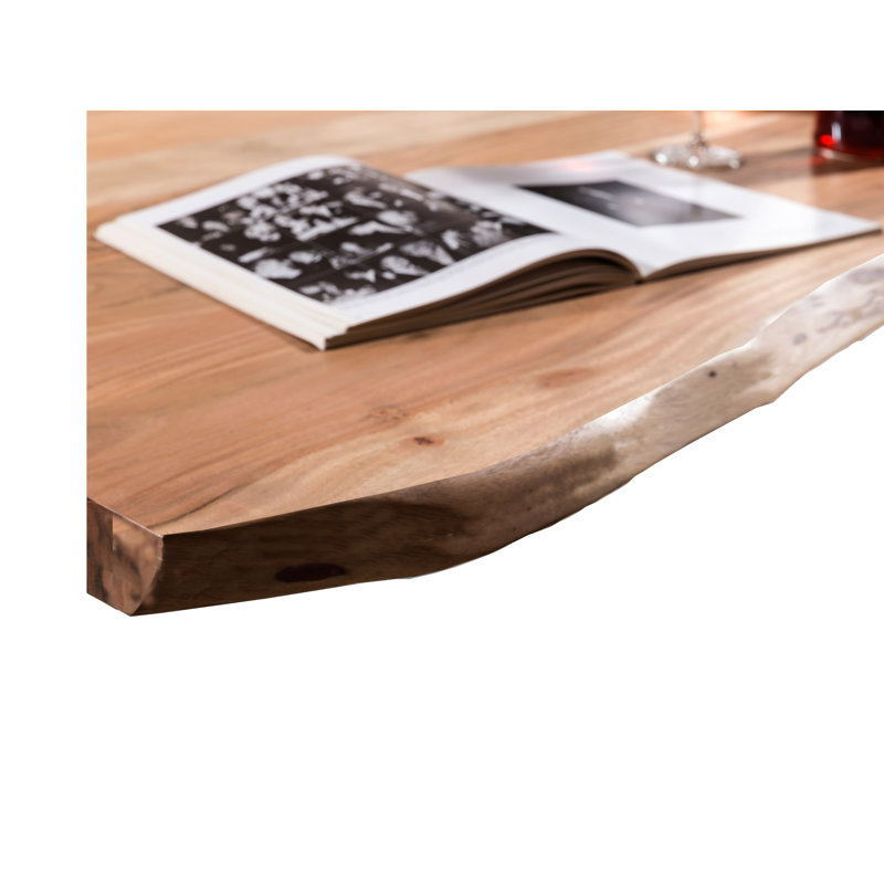 Sandtoft Acacia Solid Wood Top Metal Base Dining Table, Brown, 78cm H x 200cm L x 100cm W