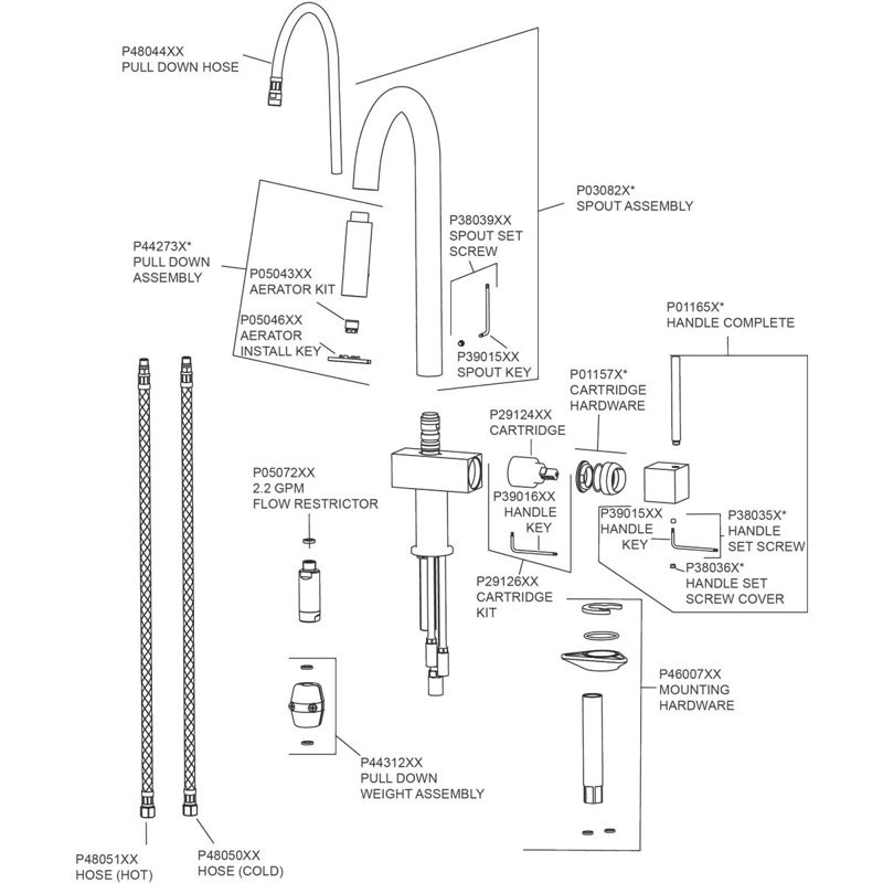 Avado Pull Down Single Handle Kitchen Faucet, Brushed Nickel