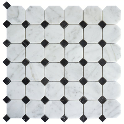 Natural 12.01 in. x 12.01 in. Octagon Polished Marble Mosaic Tile