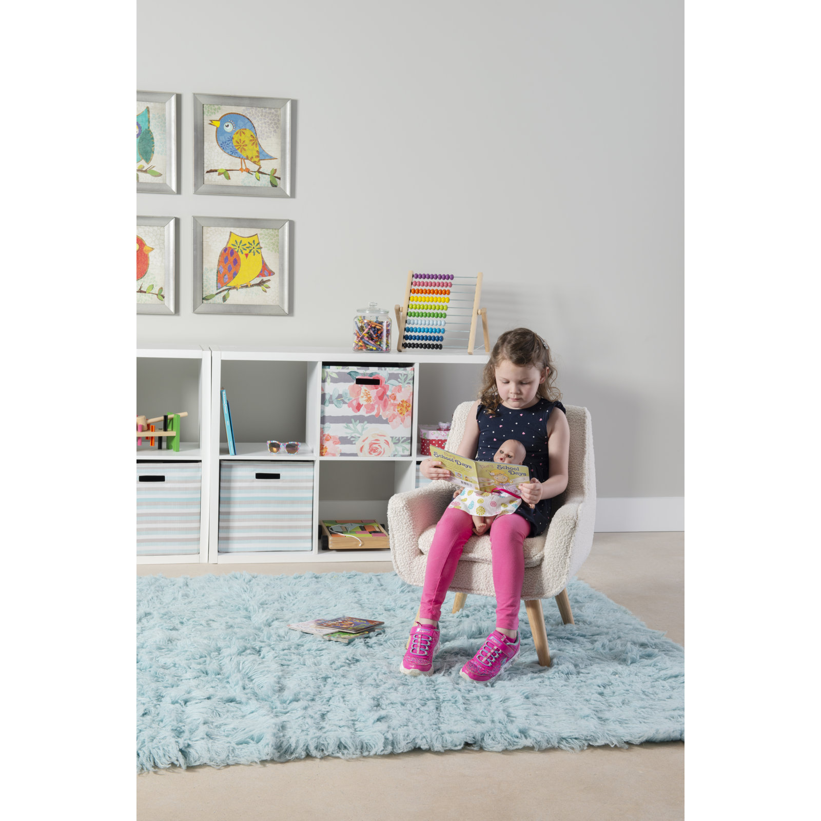 Kids Sherpa Chair, White
