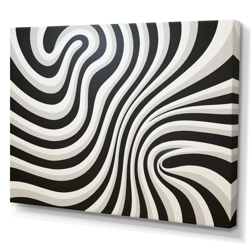 Noir blanc noir blanc optique de rêve sur toile, H 24 po x l 32 po x P 1 po, Toile tendue