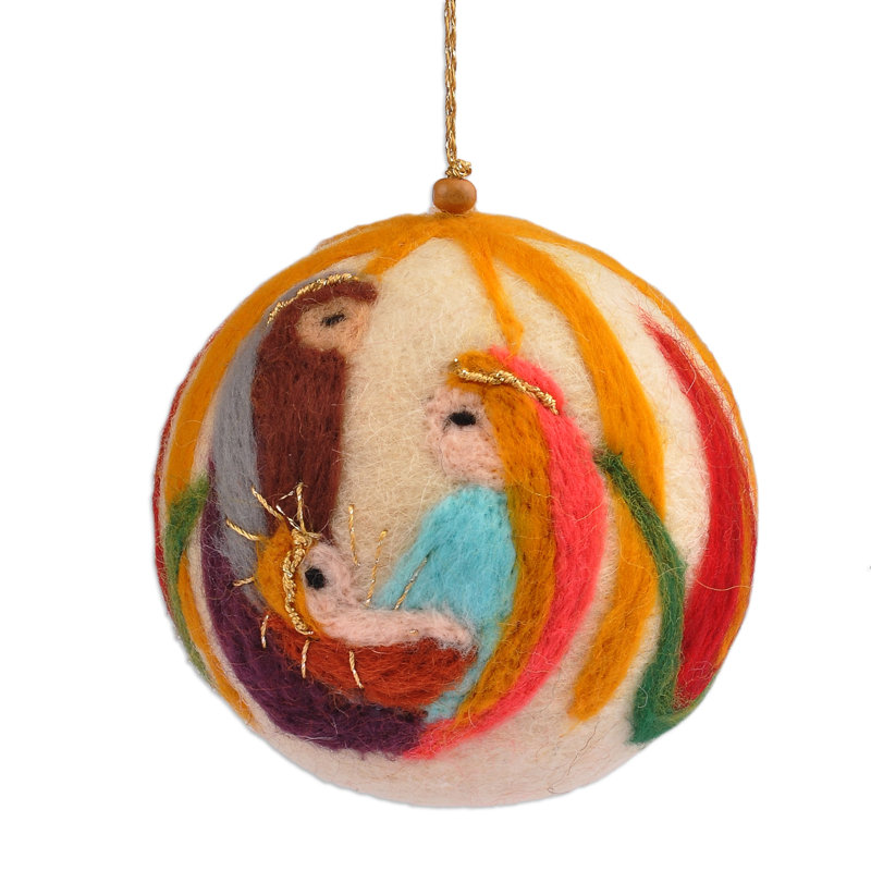 3.3'' Handmade Wood Ball Ornament