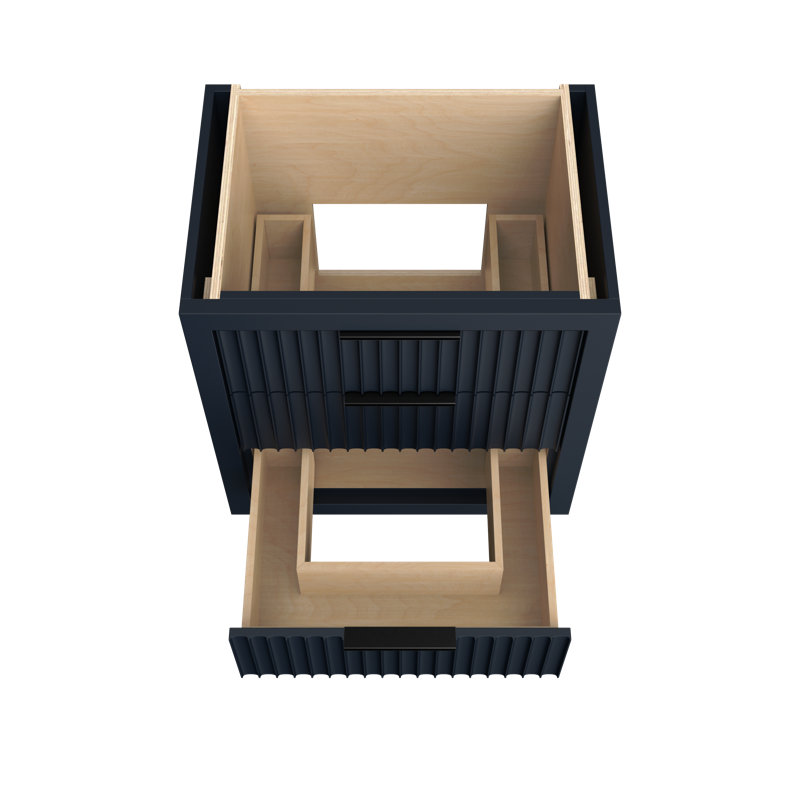 Meuble-lavabo simple à trois tiroirs Lecrieú, Bleu La Haye, Noir mat, 30"