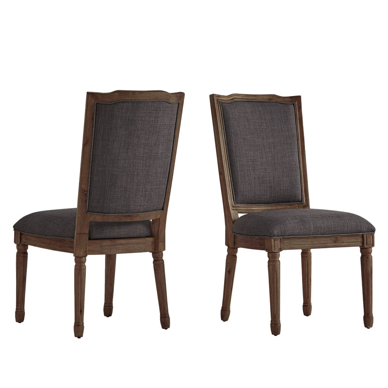 Chaise d'appoint rembourrée ornée Hildemar, Gris foncé, Brun