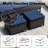 10-Piece Outdoor PE Wicker Patio Conversation Set with Firepit Table and Blue Cushions-551111698