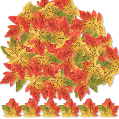 50Pcs Fall Artificial Maple Leaves Fake Fall Maple Leaves For Thanksgiving Halloween Faux Autumns Maple Leaves For Wedding Party Harvests Season