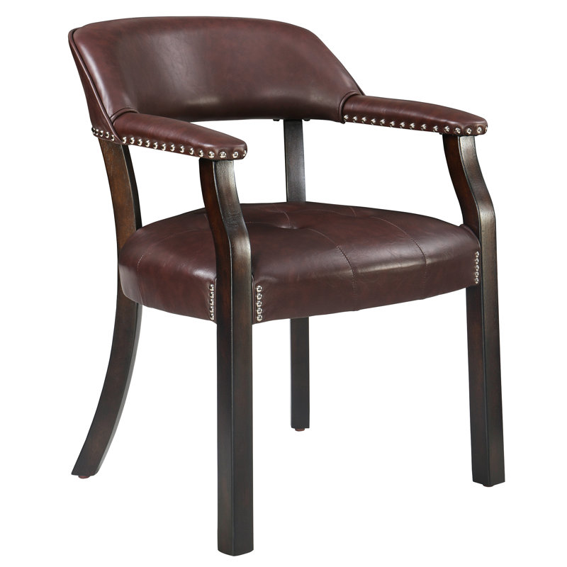 Tufted Solid Back Arm Chair, Espresso, Walnut