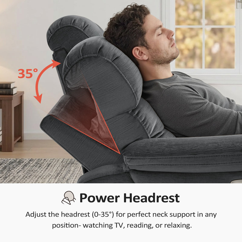Zero Wall Power Loveseat Recliner, Reclining Loveseat Sofa with Adjustable Headrest, Gray