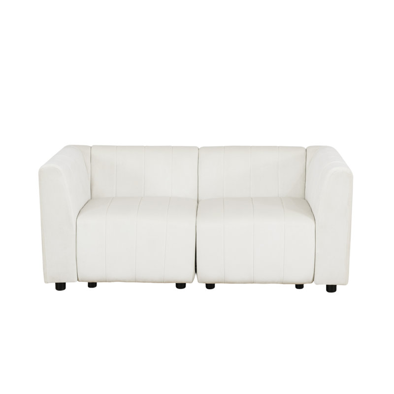 Ensemble de canapé de salon en microfibre blanc 2 pièces