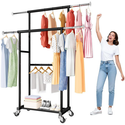 Ultra Tall Extendable Double Rod Garment Rack