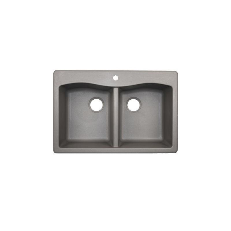 Évier de cuisine à double cuve en granite à montage sur plan 32 po x 19,25 po, Metallico